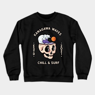 Chill Surfing Kanagawa Waves Crewneck Sweatshirt